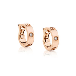 Cartier Love Hoop Earrings with Diamonds. Love Collection. 18kt Pink Gold.