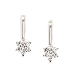 14kt White Gold Diamond Cluster Drop Earring.