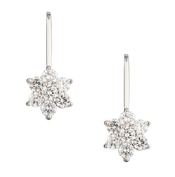 14kt White Gold Diamond Cluster Drop Earring.