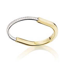 Tiffany & Co Diamond Lock Bangle in 18kt Yellow and White Gold.