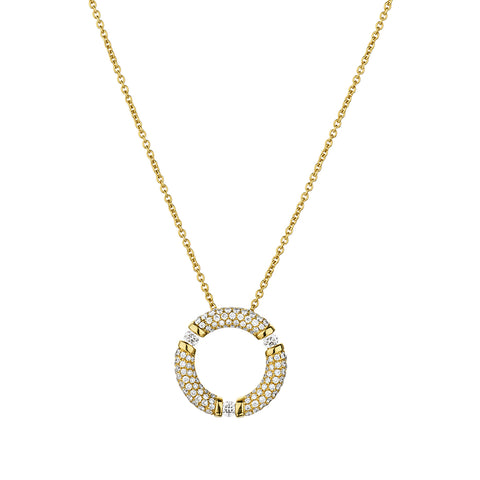 18kt Yellow Gold Movado Love Circle Diamond Pendant.