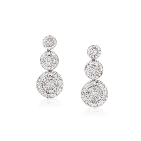 Ladies 14kt White Gold Diamond Drop / Pendant Earrings.