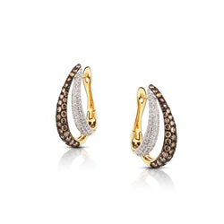 Ladies 14kt Yellow Gold And Diamond Hoop Earrings.