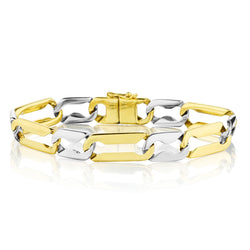 18kt Yellow and White Gold Open Design Bracelet. Weight: 35 grams.
