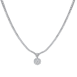 18kt White Gold Natural Diamond Necklace with Pendant Drops. 4.00ct Tw
