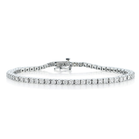 Platinum Natural Diamond "Tennis Bracelet". 3.00ct Tw