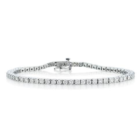 Platinum Natural Diamond "Tennis Bracelet". 3.00ct Tw