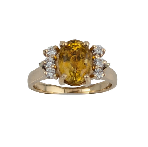 14kt Yellow Gold Sapphire and Diamond Ring.