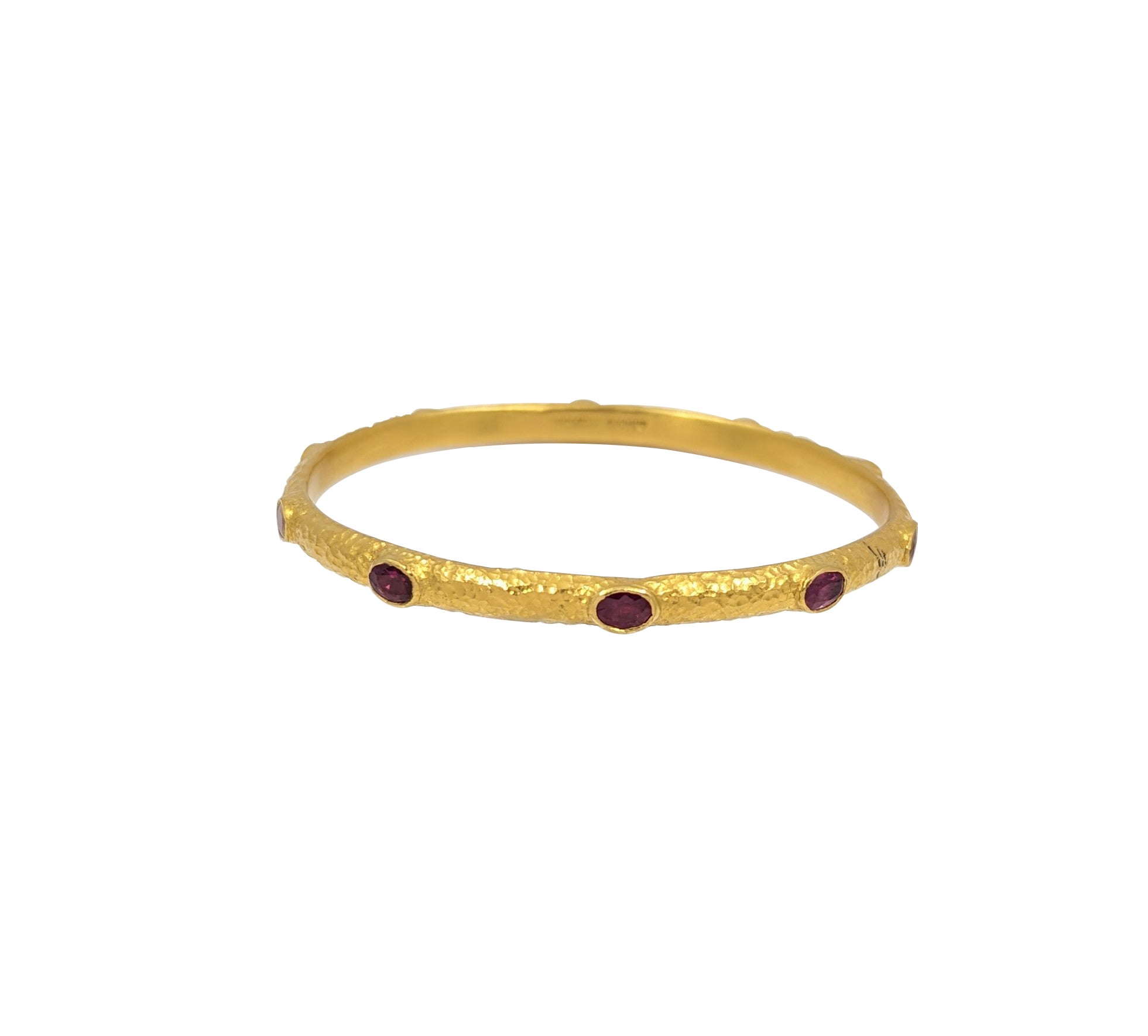 Handmade 23Kt Yellow Gold and Ruby Stone Bangle