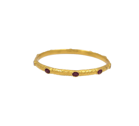 Handmade 23Kt Yellow Gold and Ruby Stone Bangle