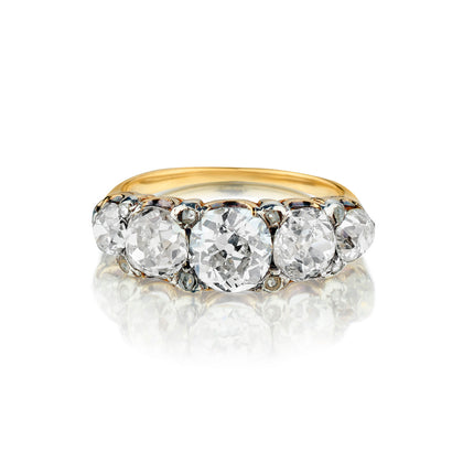 Ladies 18kt Yellow Gold Custom Made Vintage Victorian Era Ring. 3.27ct Tw Mine Cuts