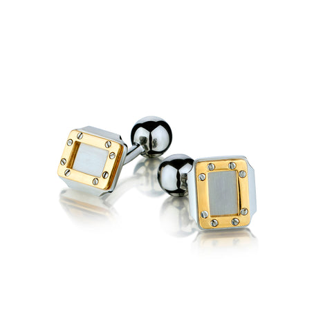 Cartier Santos Oretacier Rectangular Cufflinks in Steel and Gold