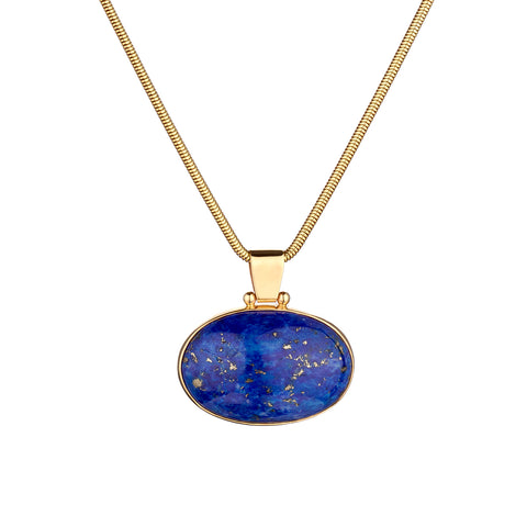 18kt Yellow Gold Lapis Lazuli Pendant on Chain.