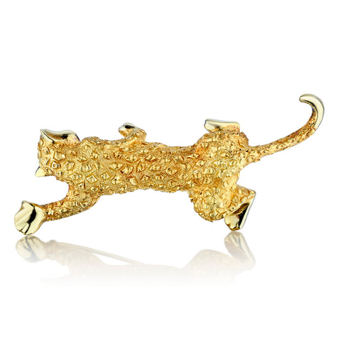 18kt Yellow Gold Leopard Cat Brooch. Weight: 32.61 Grams