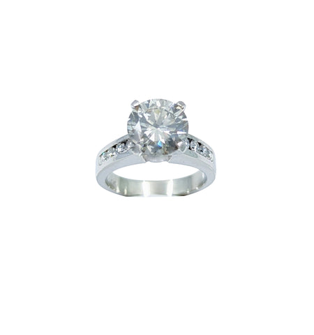 14kt White Gold Diamond Ring.  3.06 Natural Brilliant Cut Diamond