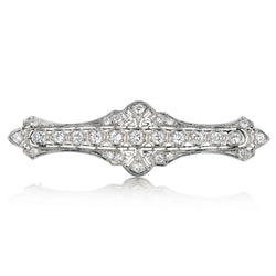 Platinum Vintage Diamond  Brooch.  1.10ct Tw European Cut Diamonds