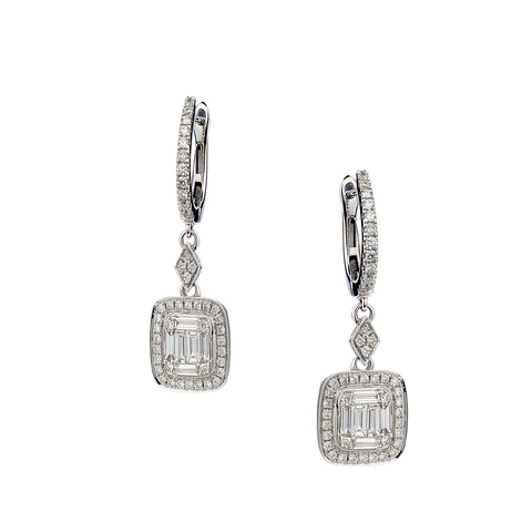 18kt White Gold Diamond Drop / Pendant Earrings.