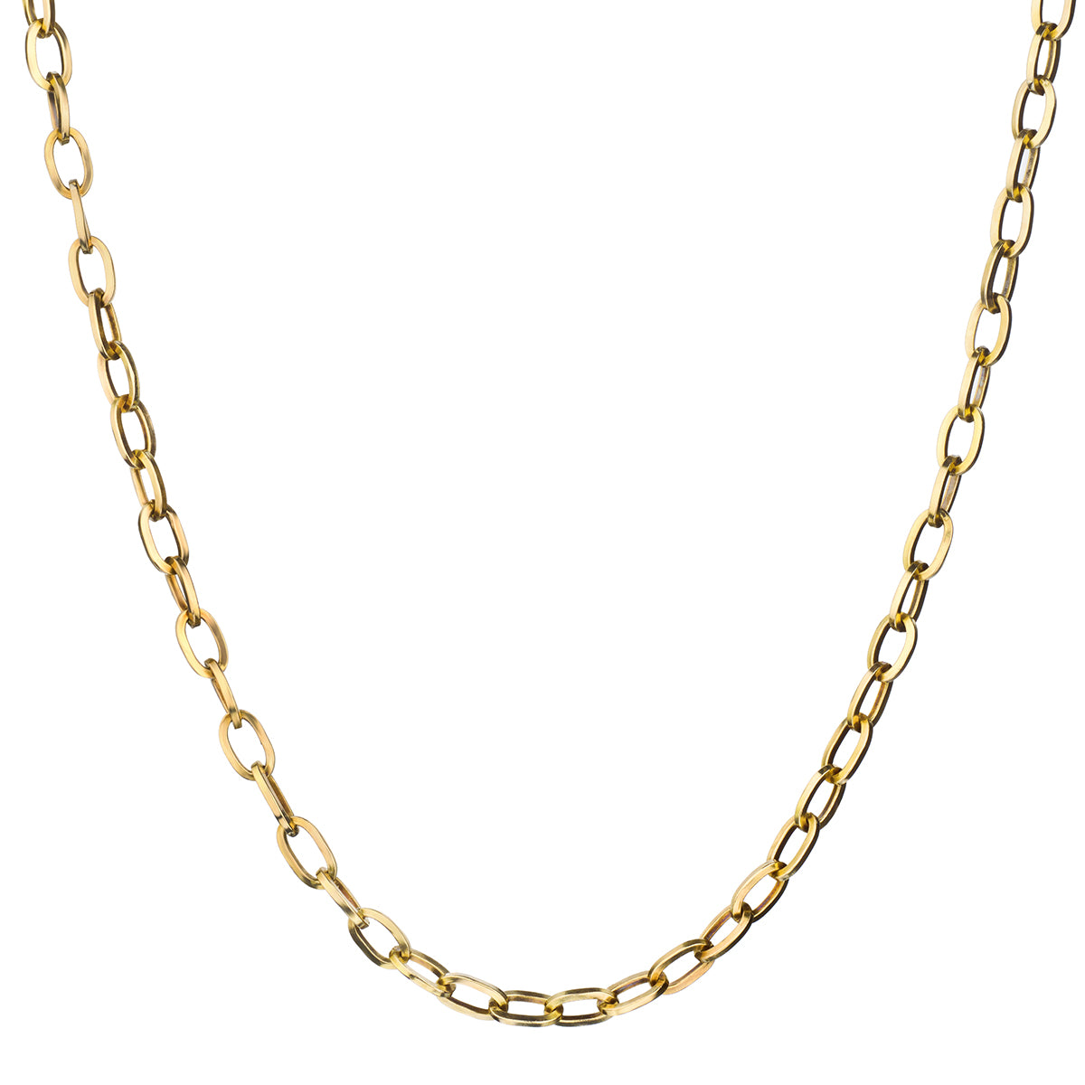 18kt Yellow Gold Long Oval Link Chain. Weight: 35 Grams. 24-1/2" (L).