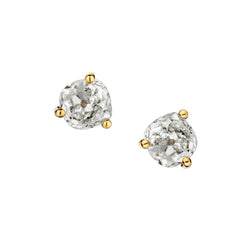 14kt Yellow Gold Diamond Martini Set Stud Earrings. 2 x 1.60ct Tw Old Mine Cut