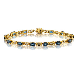 Ladies 18kt Yellow Gold Blue Sapphire and Diamond Bracelet