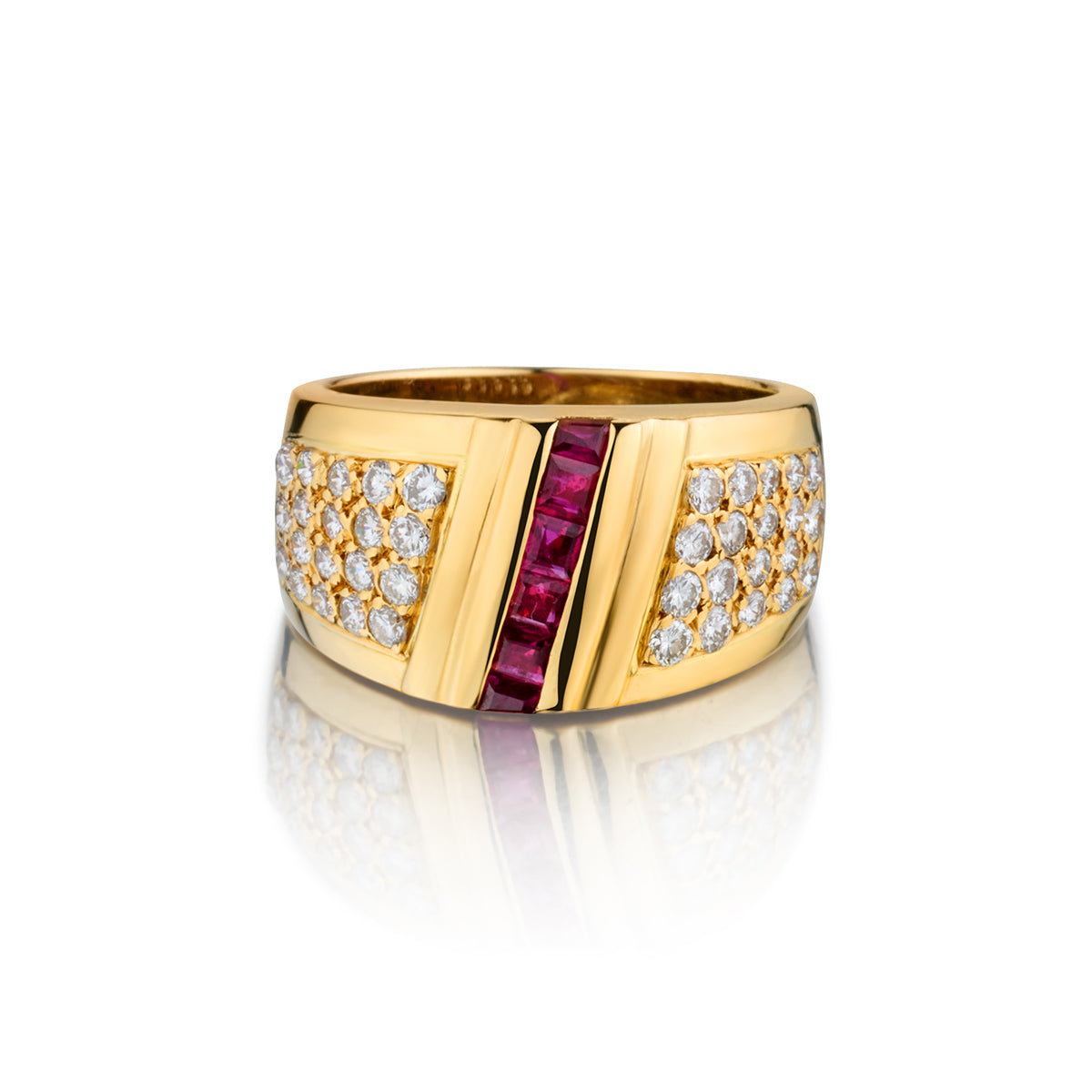 Birks 18kt Yellow Gold Ruby and Diamond Ring. – Van Rijk
