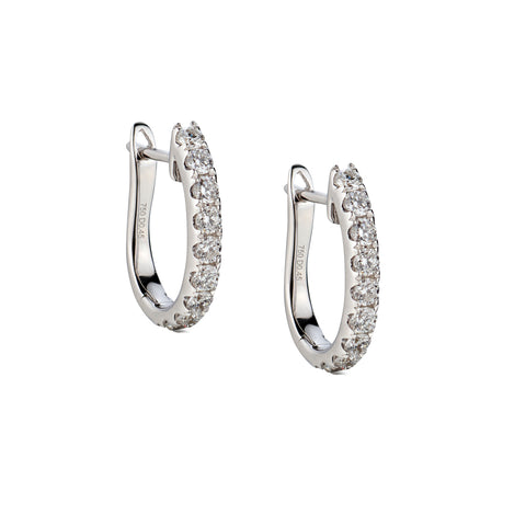 18kt White Gold Diamond Huggies Earrings.  0.45ct Tw