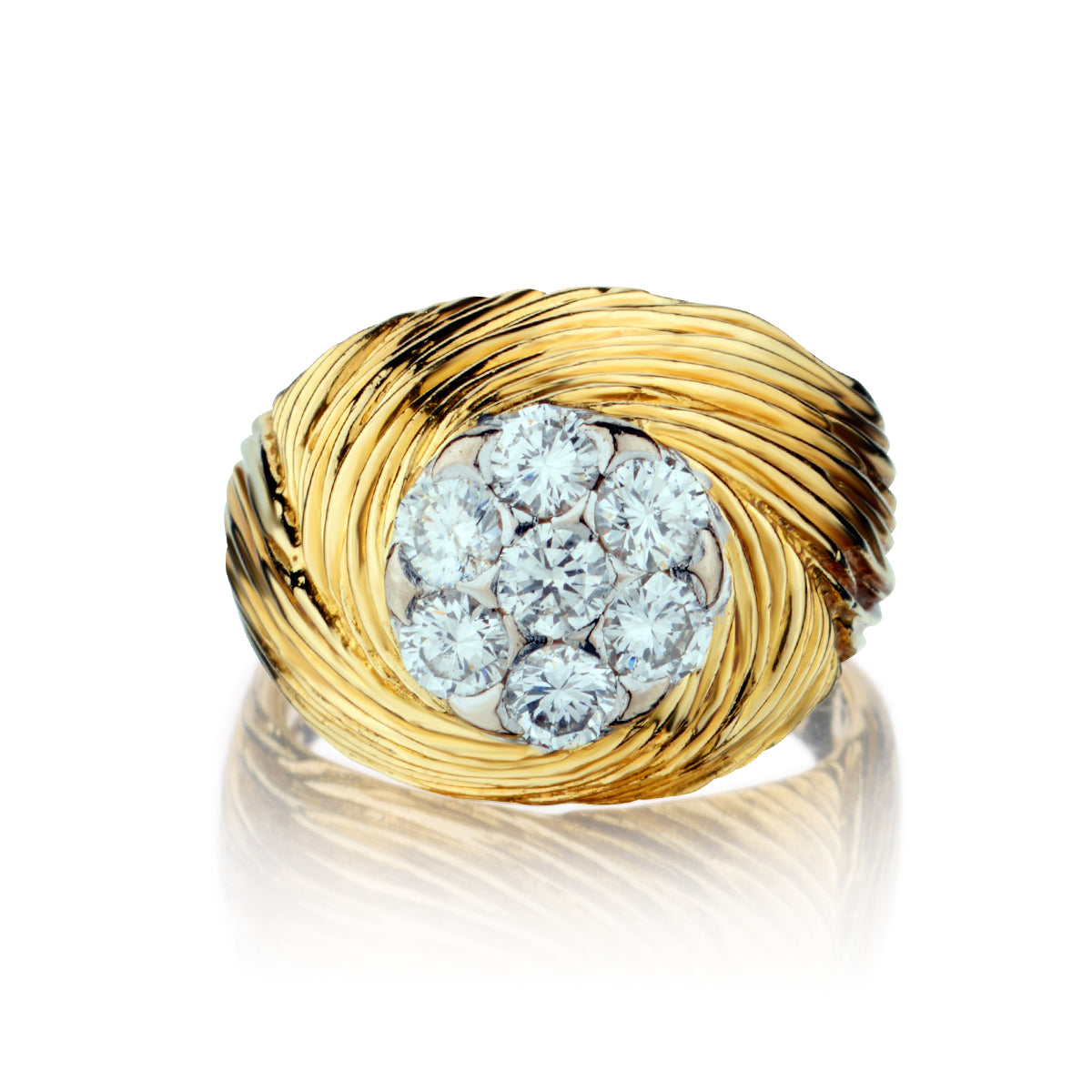 Kutchinsky 18kt Yellow Gold Diamond Ring. 7 x 1.15 ct Tw | Van Kutchinsky 18kt Yellow Gold Diamond Ring. 7 x 1.15 ct Tw | Van