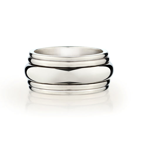 18kt White Gold Wide Spinning Band. 10mm (W).