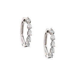 18kt White Gold Diamond Pear Shape Hoop Earrings. 10 x 0.90ct Tw