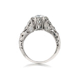 Platinum Art Deco Diamond Ring. 1.10 European Cut.
