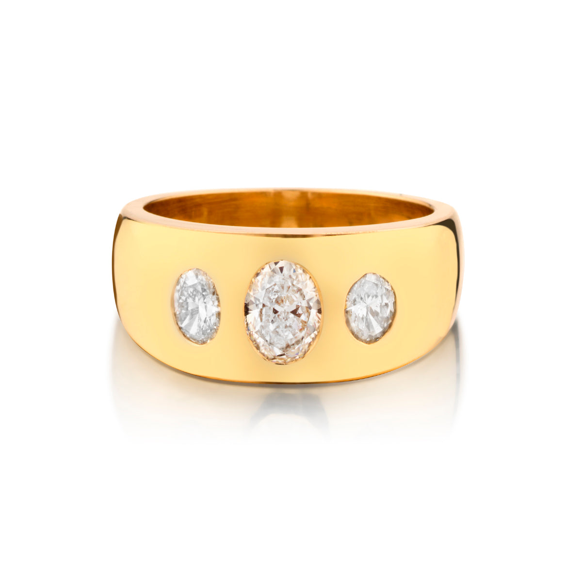 Handmade 14kt Yellow Gold Dome Ring. 1.22ct Tw Natural Oval Cut Diamonds