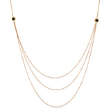 Bvlgari 18kt Rose Gold Sautoir long Chain Necklace. Onyx and Mother of Pearl Stations