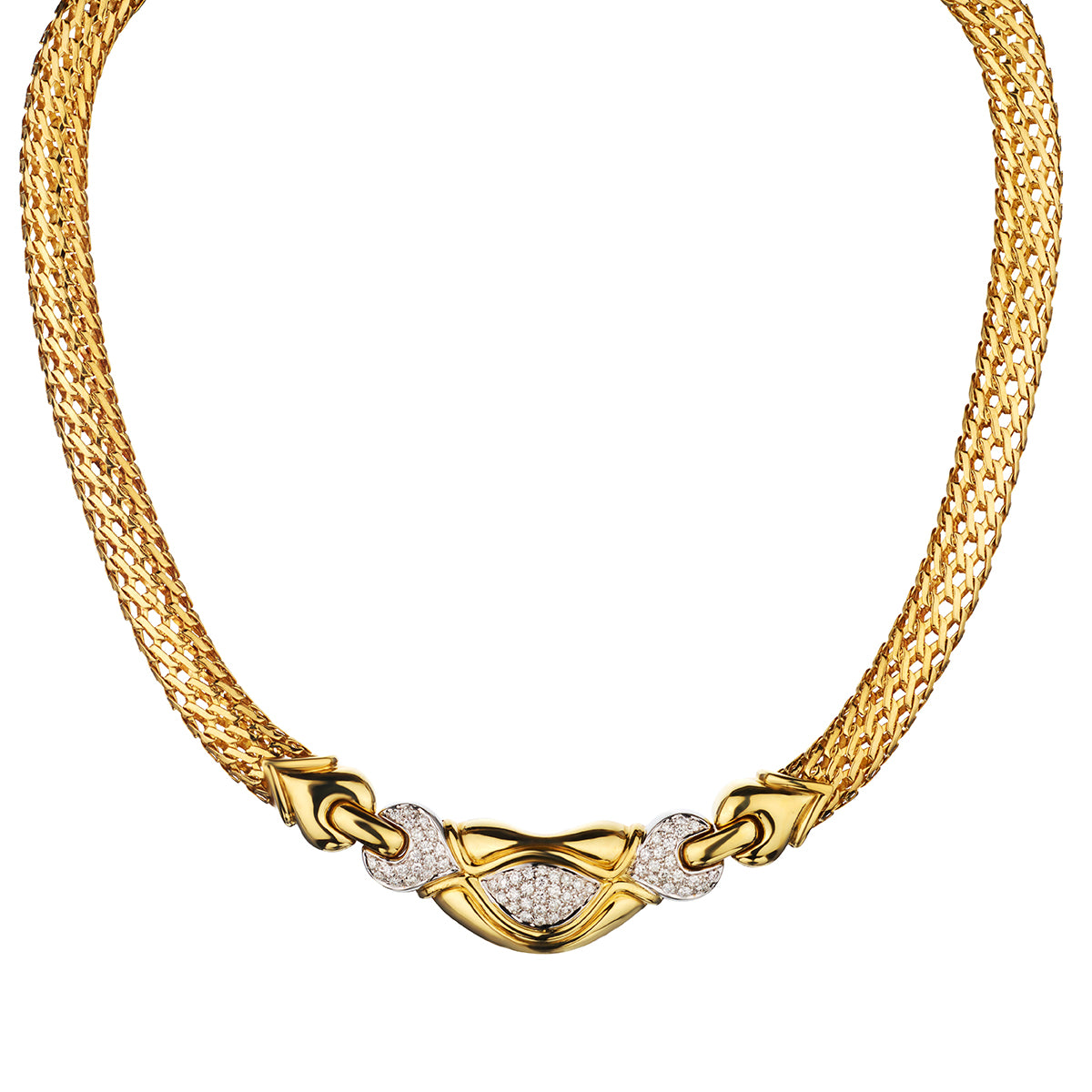 18kt Yellow Gold Diamond Choker Necklace. Made in Italy | Van Rijk
