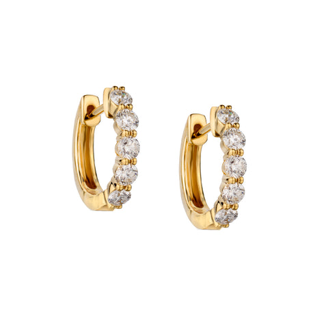 18kt Yellow Gold Diamond Huggies Earrings. 0.64 Carat Weight