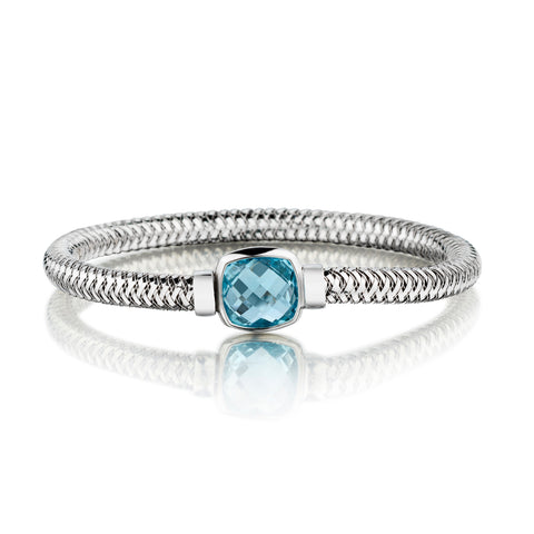 Roberto Coin Primavera 18kt White Gold Blue Topaz Flex Bangle