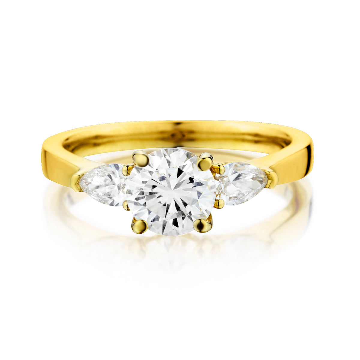 Ladies 18kt Yellow Gold Diamond Ring. 1.03 Brilliant Cut