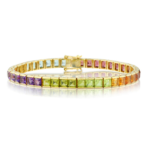 18kt Yellow Gold Multi Coloured Bracelet.