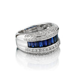 18kt White Gold Blue Sapphire and Diamond Ring