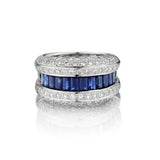 18kt White Gold Blue Sapphire and Diamond Ring