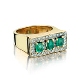 14kt Yellow Gold Green Emerald and Diamond Ring