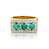 14kt Yellow Gold Green Emerald and Diamond Ring