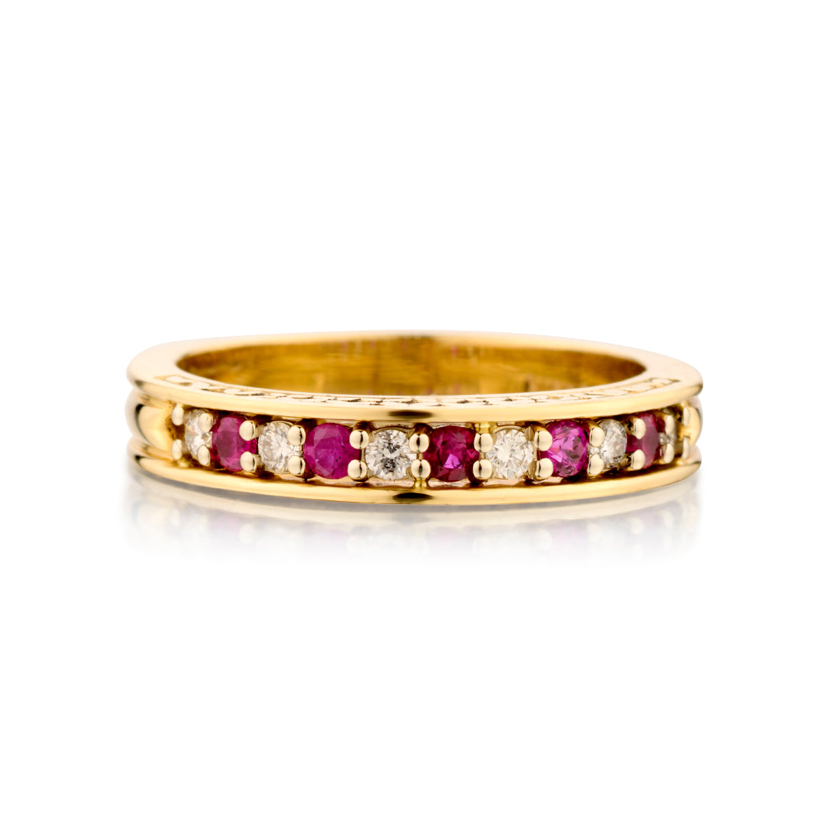Birks 18kt Yellow Gold Ruby and Diamond Band.