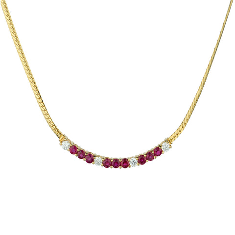 Birks 18kt Yellow Gold Ruby and Diamond Necklace.