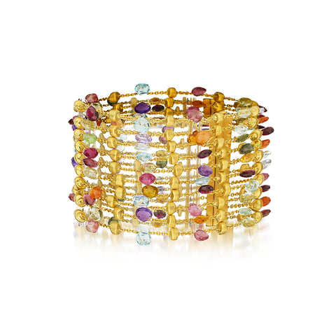 Marco Bicego "Paradise Collection" 10 Strand Semi Precious Stone Bracelet. 18kt Y/G