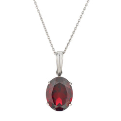 18kt White Gold Large Oval Garnet Enhancer Pendant.