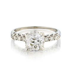 Platinum Vintage Diamond Ring.  2.00ct Mine Cut