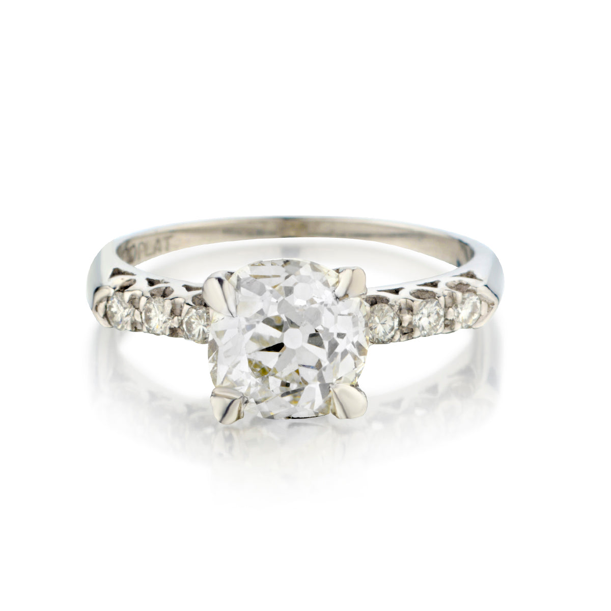 Platinum Vintage Diamond Ring.  2.00ct Mine Cut