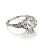 Vintage Platinum and Diamond Ring. 3.40 Mine Cut Diamond.Circa 1890