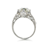 Vintage Platinum and Diamond Ring. 3.40 Mine Cut Diamond.Circa 1890