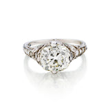 Vintage Platinum and Diamond Ring. 3.40 Mine Cut Diamond.Circa 1890